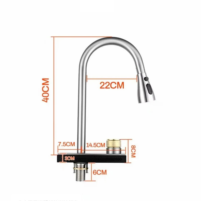 4 Modes Waterfall Sink Kitchen Faucet Pull Out Sprayer Head Faucet