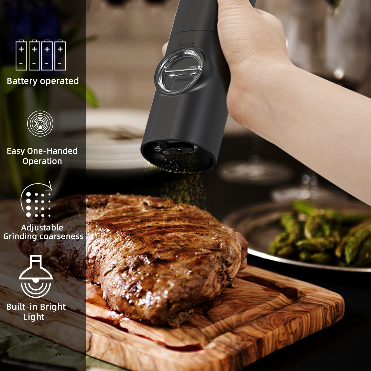 Electric Automatic Mill Pepper And Salt Grinder With LED Light