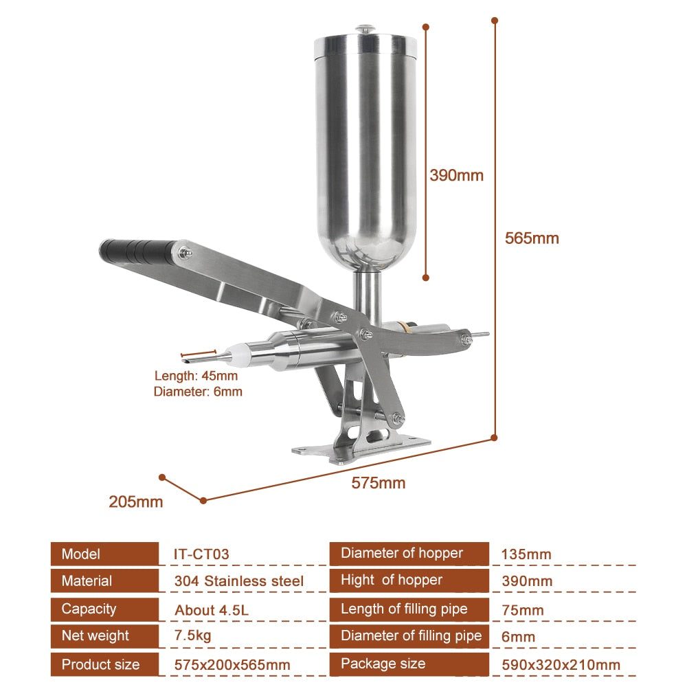 Stainless Steel Churros Commercial Manual Jam Filling Cream Filler