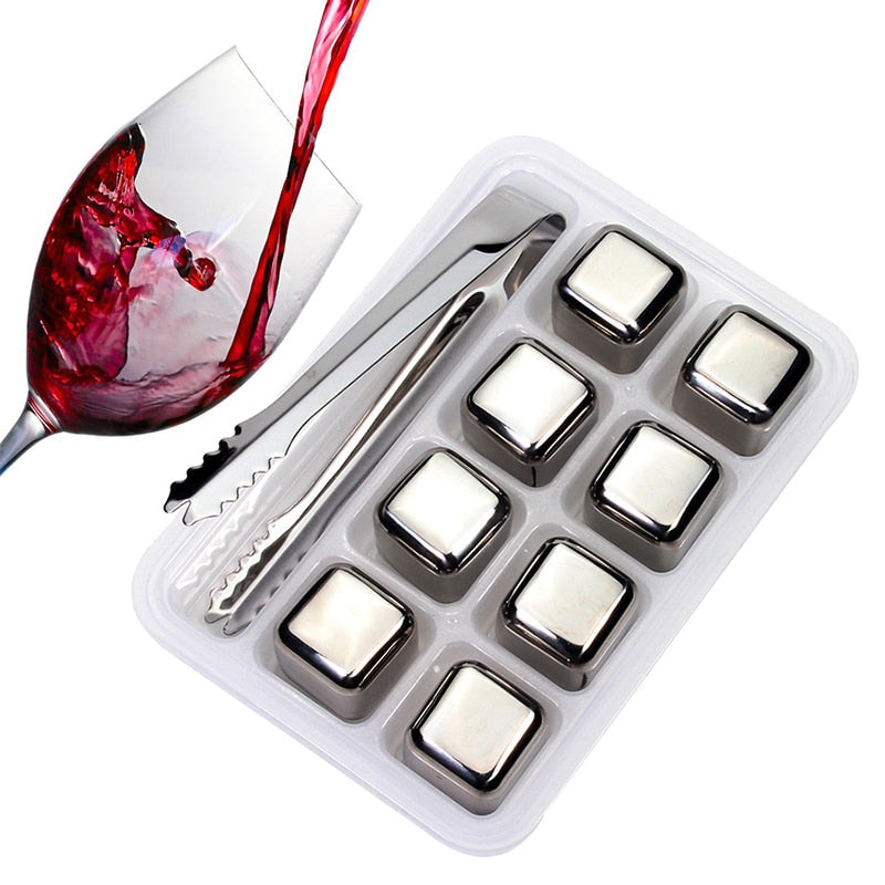 Stainless Steel Ice Cubes Reusable Chilling Stones for Whiskey Wine
