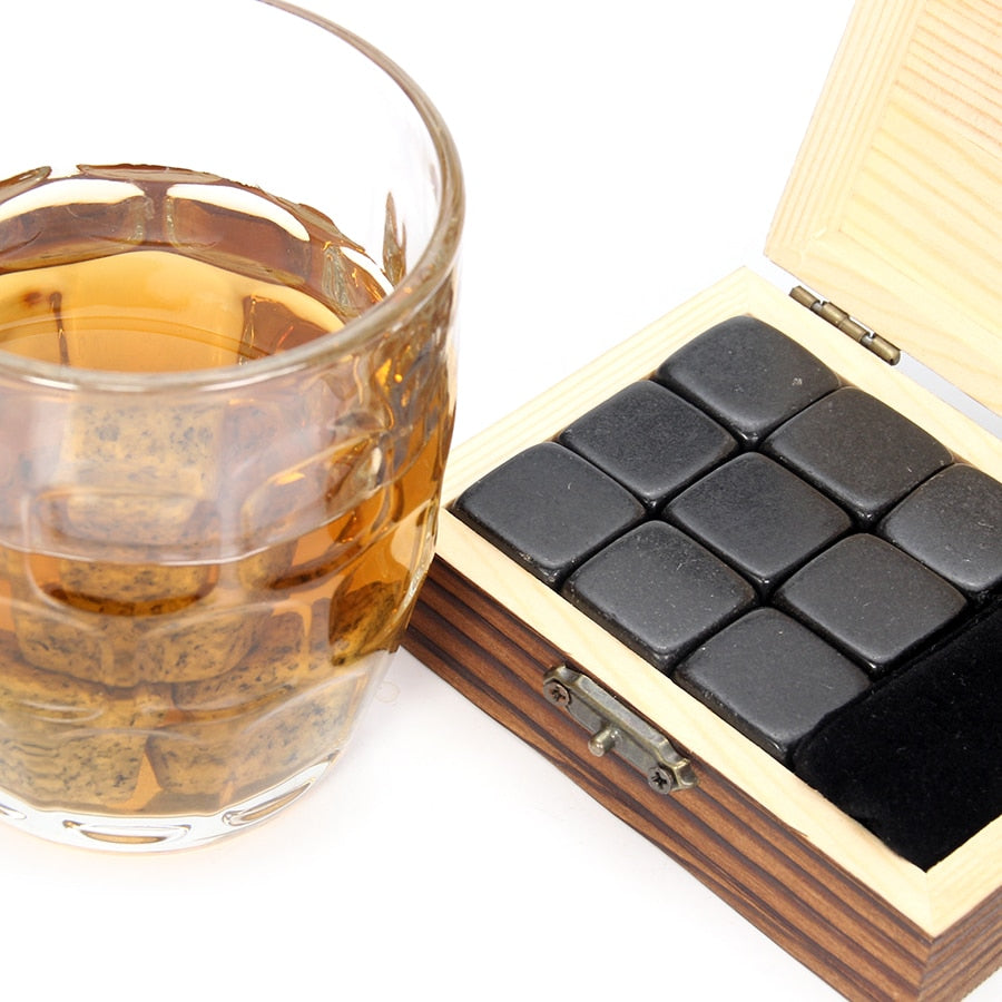 Reusable Cooling Ice Cubes Whiskey Stones Set Granite Whiskey Rocks