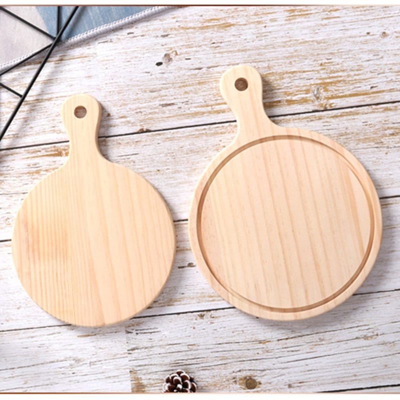 Wooden Pizza board Round with Hand Pizza Baking Tray Pizza Board