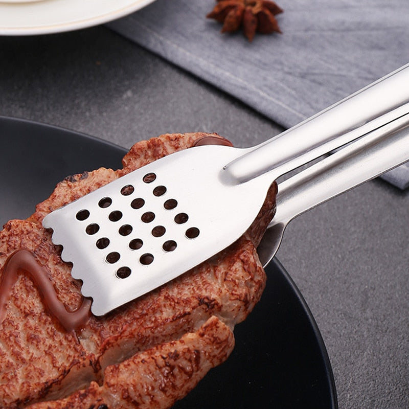 Stainless Steel BBQ Food Tongs Anti Heat Bread Clip Pastry Clamp Tong