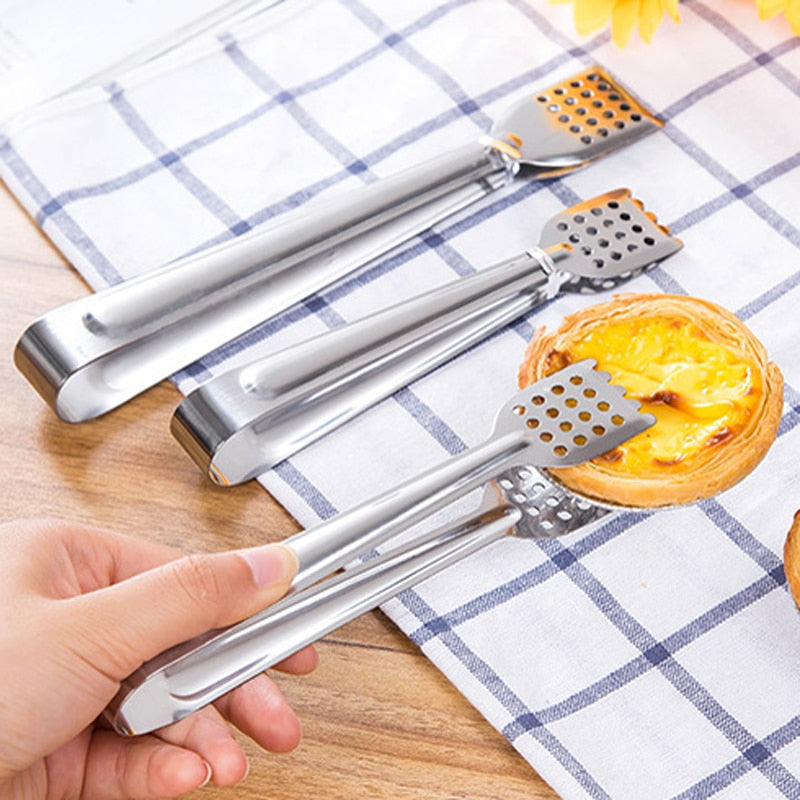 Stainless Steel BBQ Food Tongs Anti Heat Bread Clip Pastry Clamp Tong