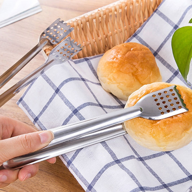 Stainless Steel BBQ Food Tongs Anti Heat Bread Clip Pastry Clamp Tong