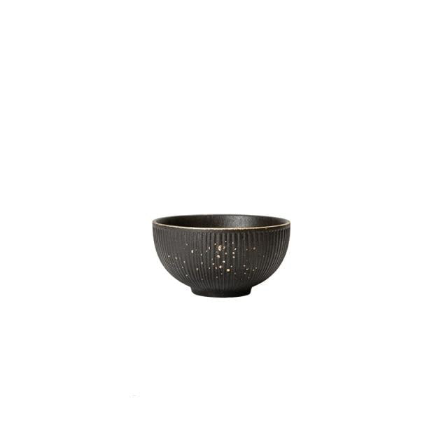 Ceramic Black Dinner Plate Golden Polka Dot Kitchen Tableware Set