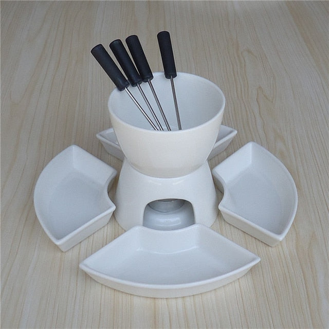 Ceramic Fondue Serving Set For Cheese Chocolate Ice Cream Fondue