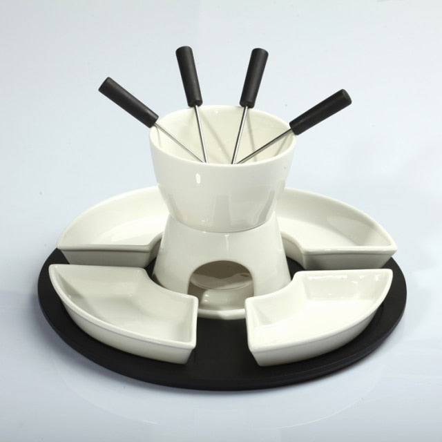 Ceramic Fondue Serving Set For Cheese Chocolate Ice Cream Fondue