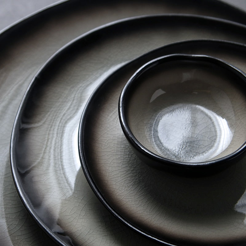 Japanese Style Steak Ceramic Plate Set Dishes Creative Tableware