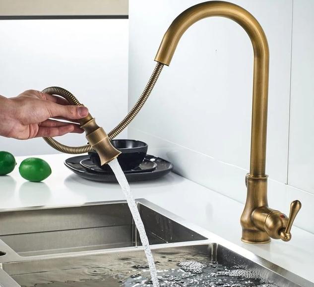 360 Degree Brass Kitchen Faucets Pull Down Mixer Tap In 4 Colors
