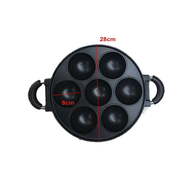 7-Hole Cake Cooking Pan Cast Iron Omelette Pan Non-stick Cooking Pot