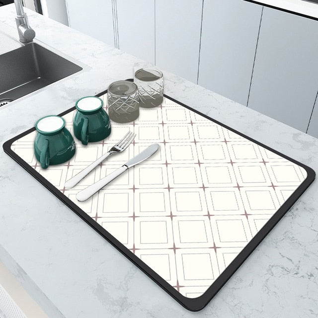 Super Absorbent Draining Mat Kitchen Bathroom Faucet Absorbent Mat