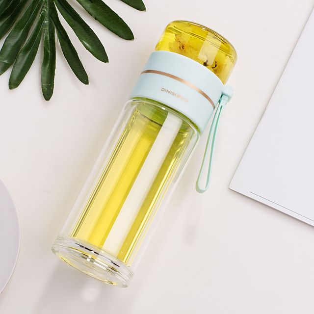 Double-Layer Glass Water Bottles Tea Infuser Bottle Tea Separation Mug