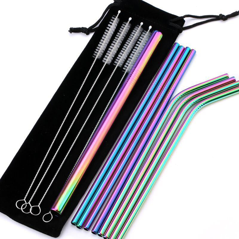 Reusable Stainless Steel Straws Straight Bent Drinking Straw With Case