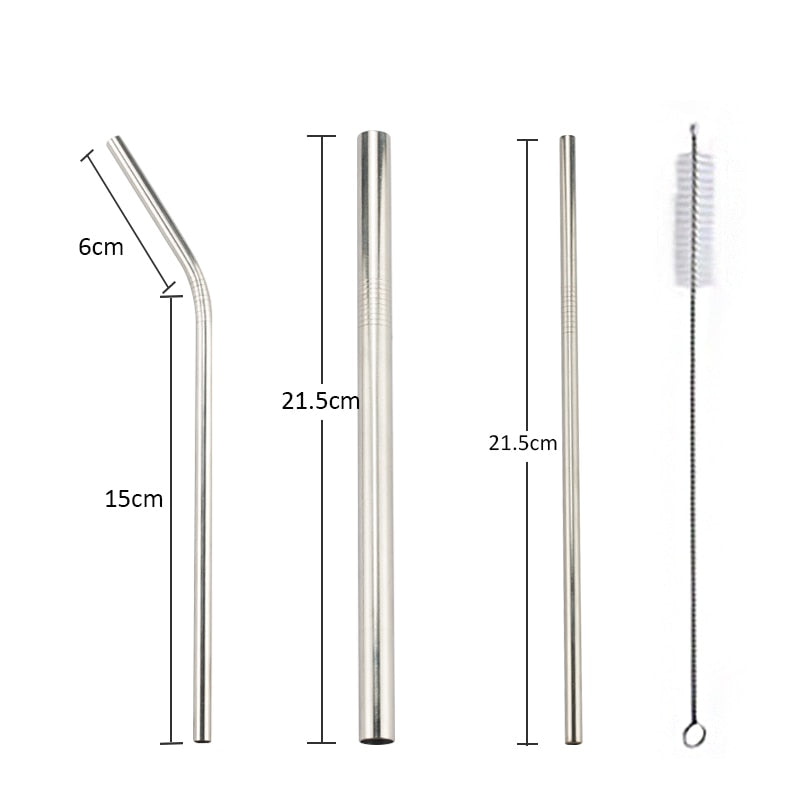 Reusable Stainless Steel Straws Straight Bent Drinking Straw With Case