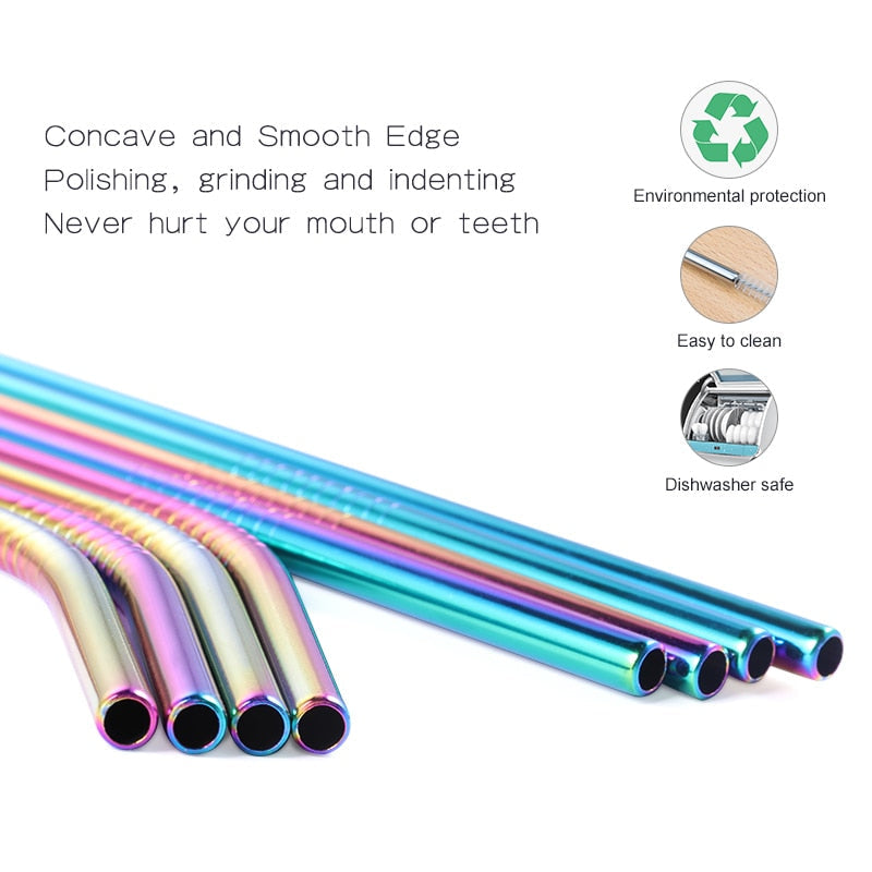 Reusable Stainless Steel Straws Straight Bent Drinking Straw With Case