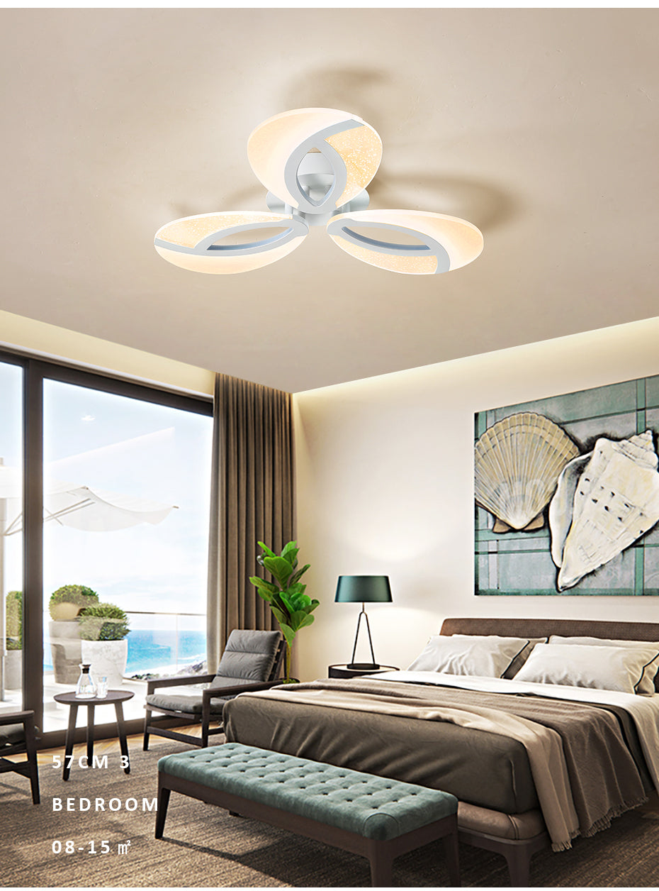 Modern Ceiling Light Flush Mount Dimmable Remote Control Flower Floral-Longree
