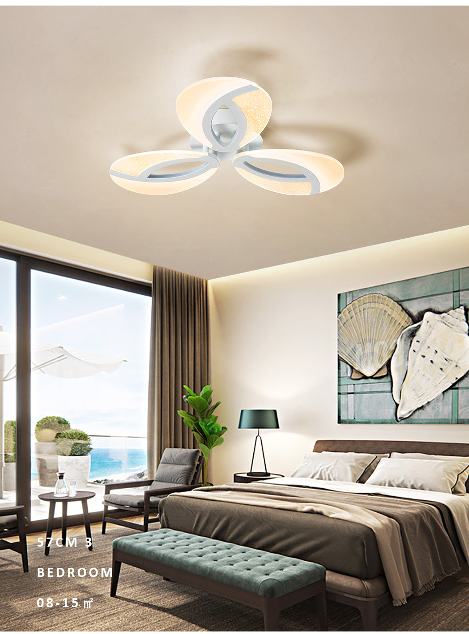 Modern Ceiling Light Flush Mount Dimmable Remote Control Flower Floral