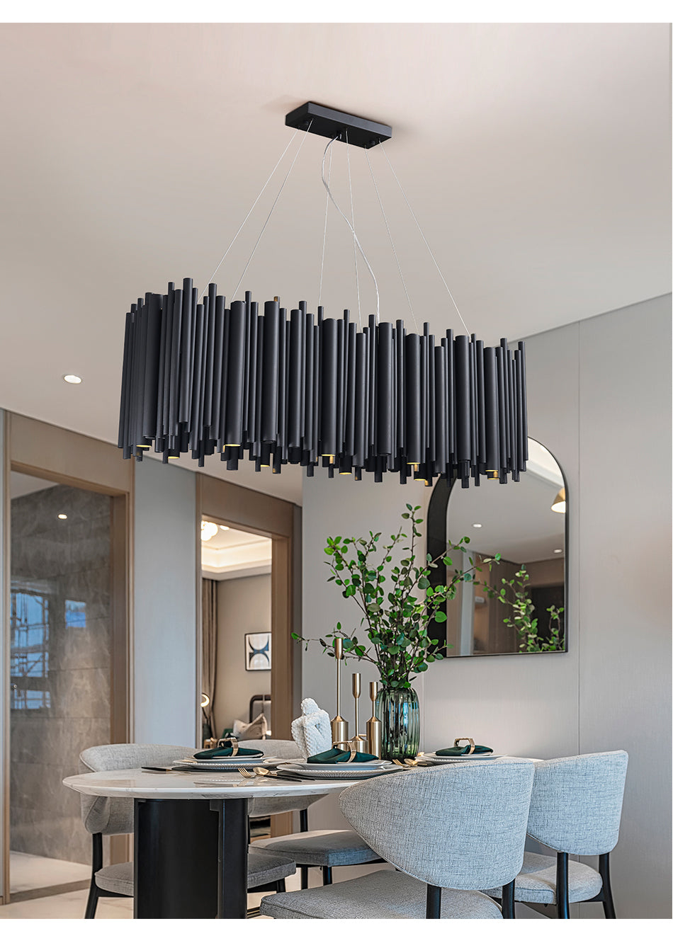 Modern Chandelier Black Stainless Steel Living Room