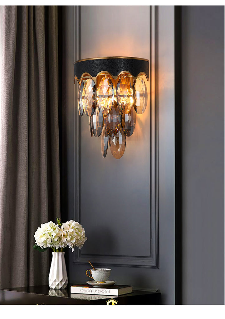 Modern Black Metal And Crystal LED Wall Mount Wall Lighting fixture