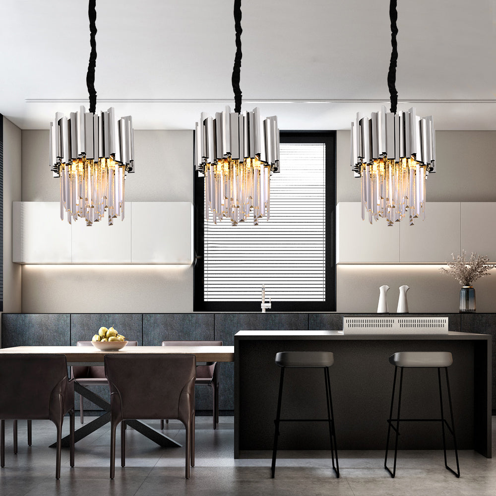Modern Chandelier Stainless Steel Crystal Pendants For living Dining Room