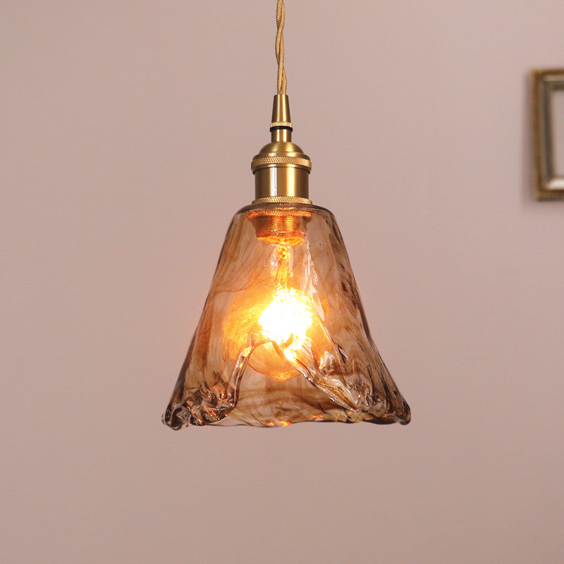 Pendant Lamps Led Amber Glass Polished Copper