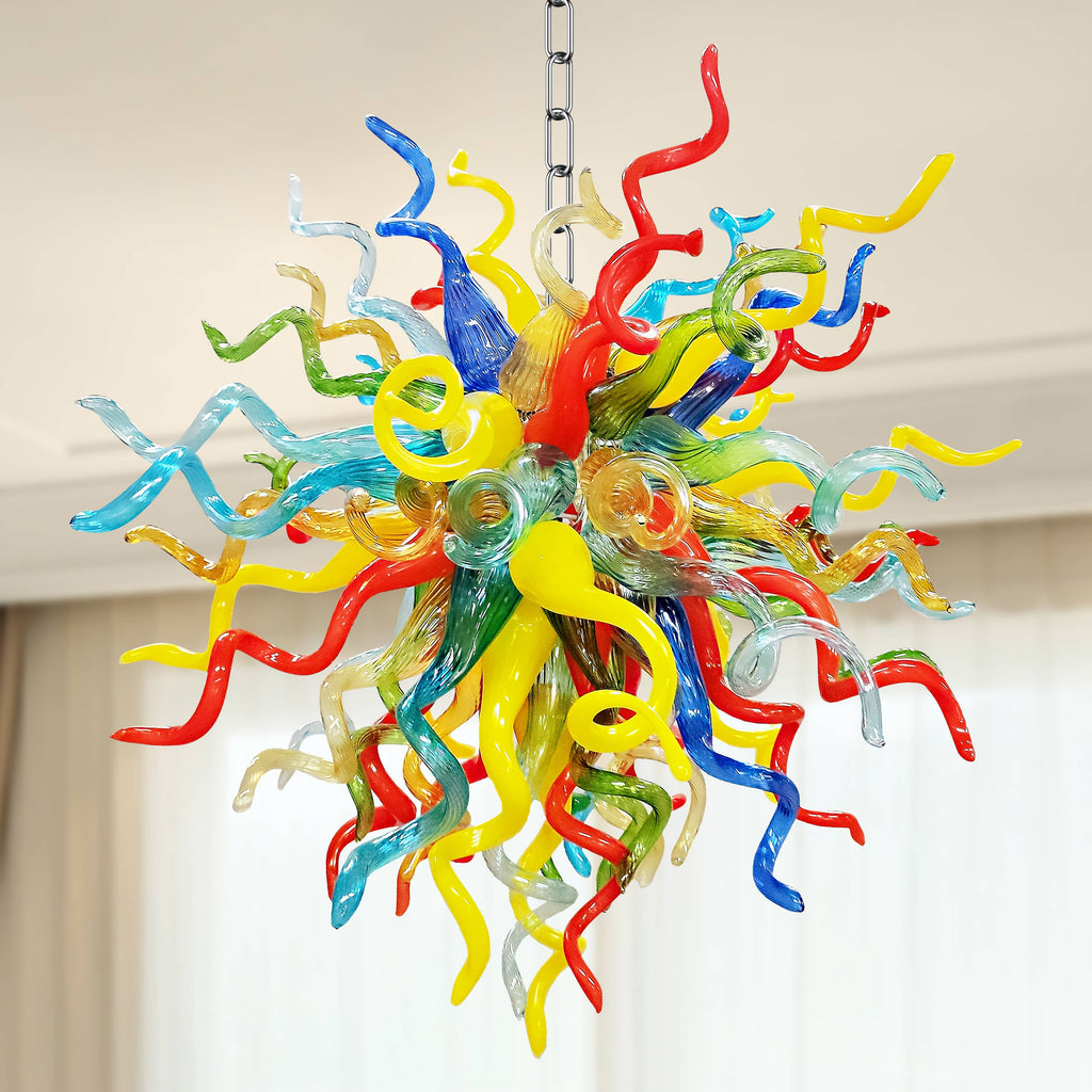 Blown Glass Chandelier Multi-color Chihuly Style