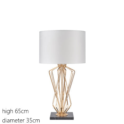 Table Lamps Black Marble Base Golden Frame Bedroom Bedside