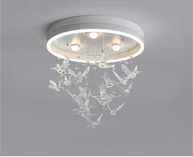 Ceiling Lights Round LED Crystal Birds Pendants