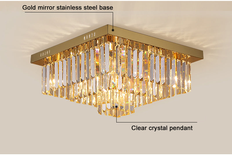 Modern Chandelier Square Crystal Pendants Ceiling Light