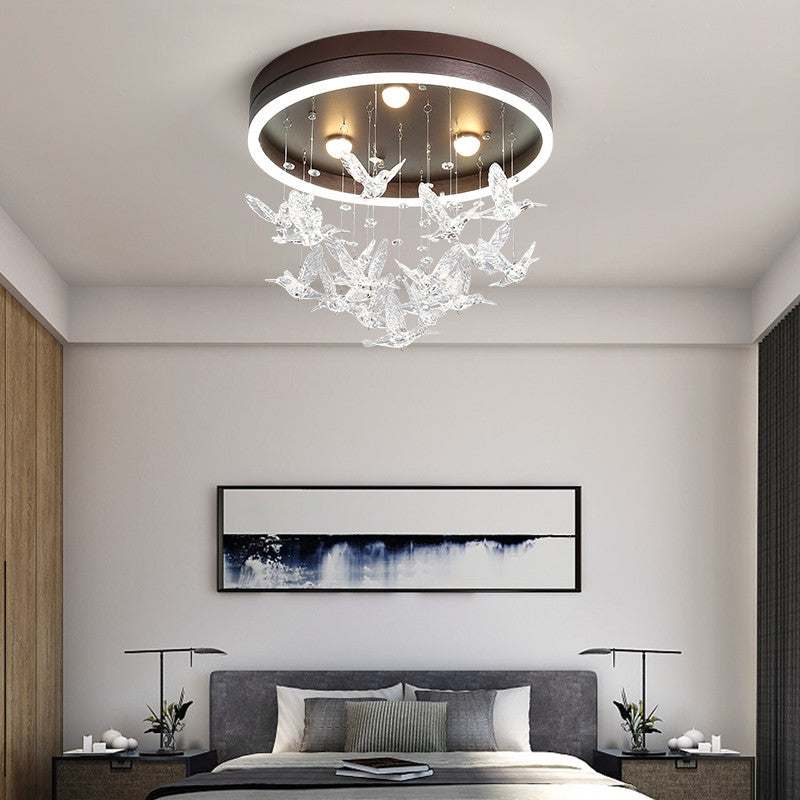 Ceiling Lights Round LED Crystal Birds Pendants For Living Room
