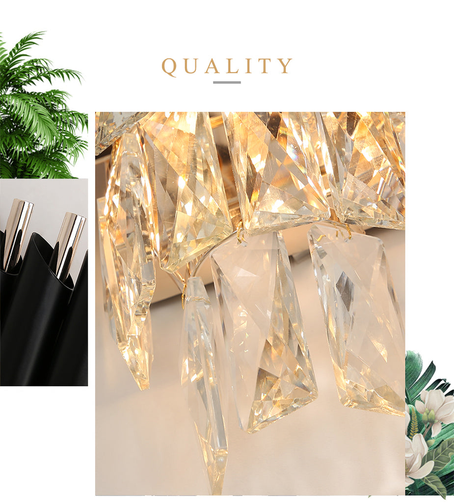 Modern Wall Light Black Gold Metal LED Crystal For Living Room
