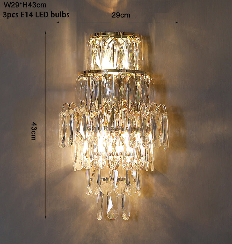 Wall Light Chrome Iron Crystal Pendants Multi Layers