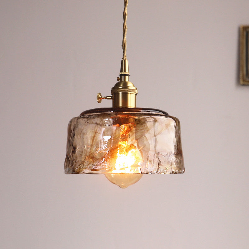 Pendant Lights Led Amber Glass Polished Copper