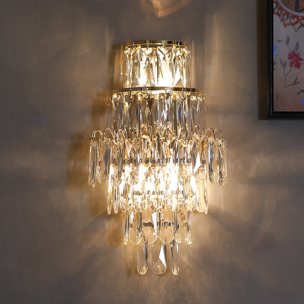Wall Light Chrome Iron Crystal Pendants Multi Layers-Longree