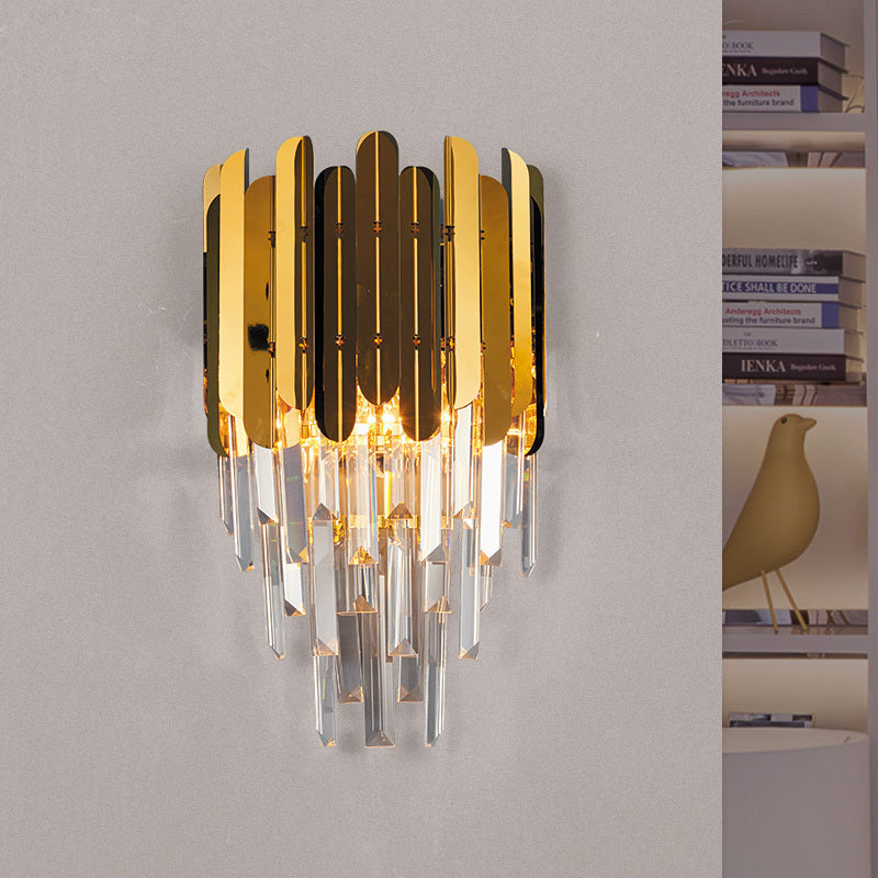 Modern Wall Lamp Brass Steel Crystal Pendants