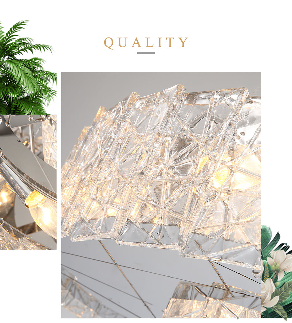Modern Chandelier Stainless steel Clear Glass LED Bulbs For Living Room And Dining Room