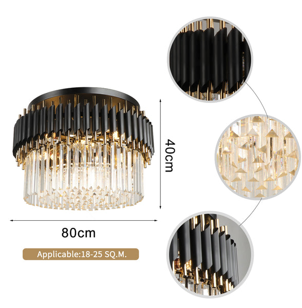 Modern Chandelier Black Coated Stainless steel Crystal Sticks