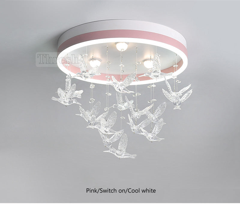 Ceiling Light Round LED Crystal Birds Pendants-Longree