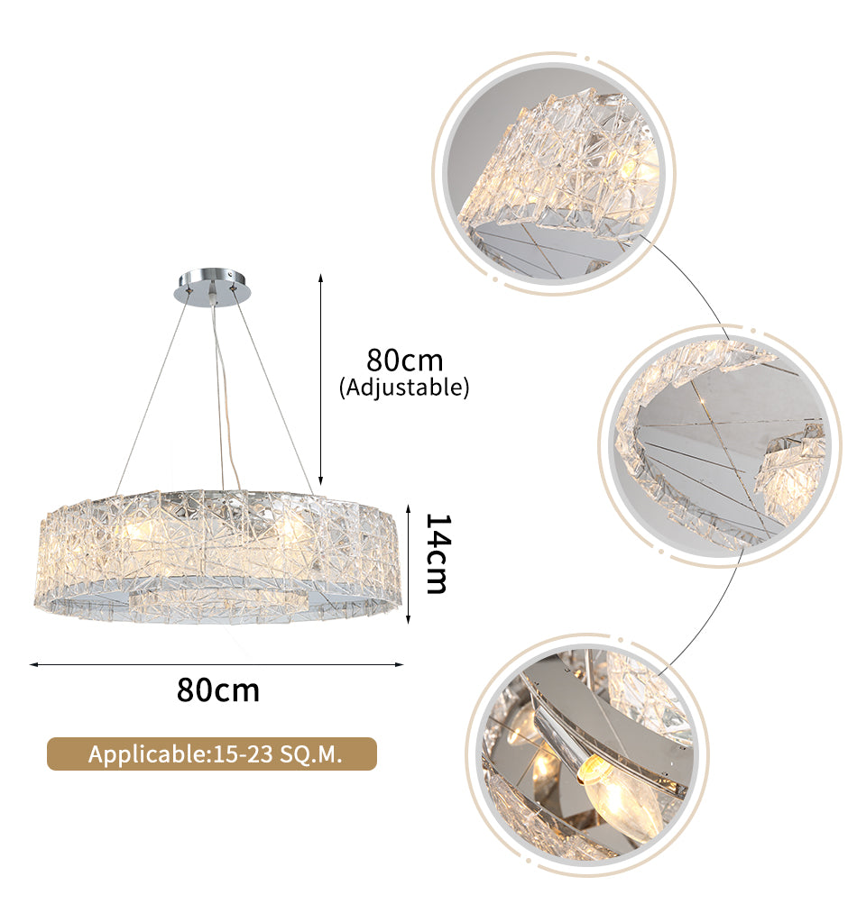 Modern Chandelier Stainless steel Clear Glass LED Bulbs For Living Room And Dining Room