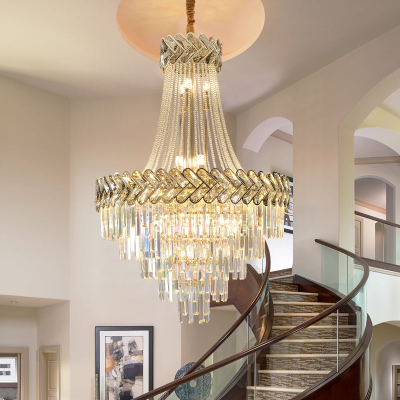 Modern Chandelier Crystal Large Size For High Ceiling
