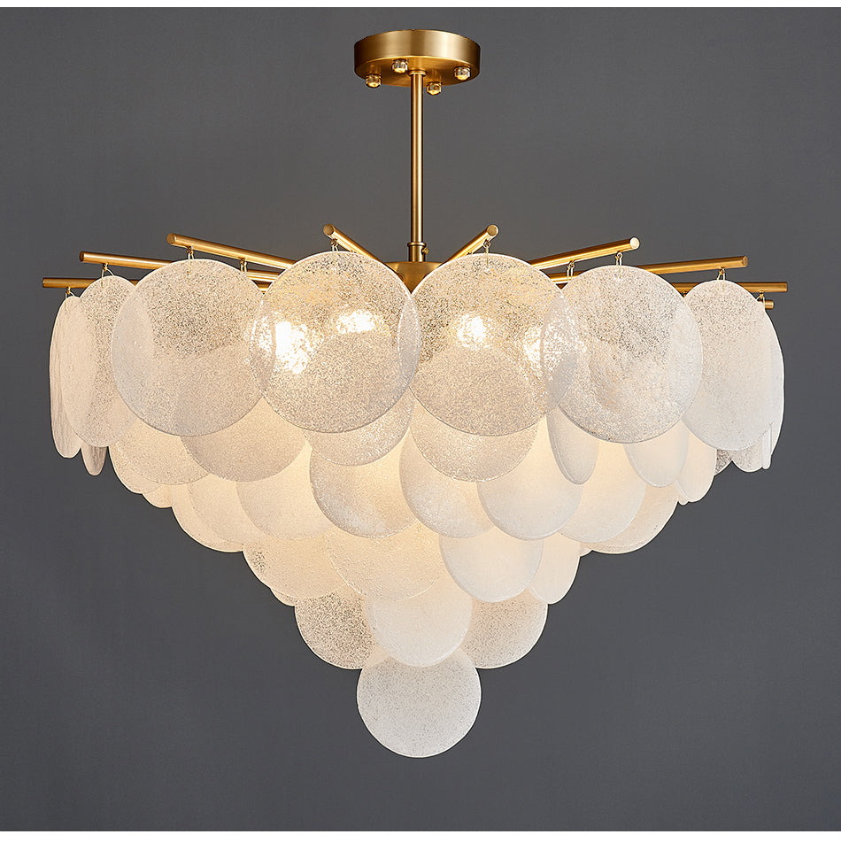 Modern Chandelier Iron Frame Glass Medallions Pendants Lighting