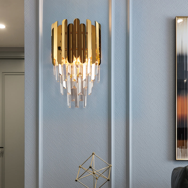 Modern Wall Lamp Brass Steel Crystal Pendants