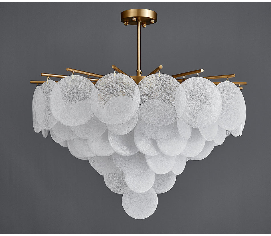 Modern Chandelier Iron Frame Glass Medallions Pendants