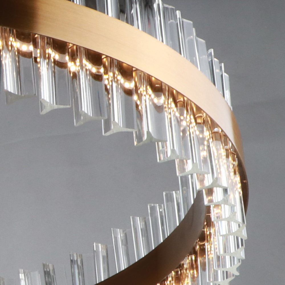 Modern Chandelier Stainless Steel Loop With Crystal Sticks LED Lights