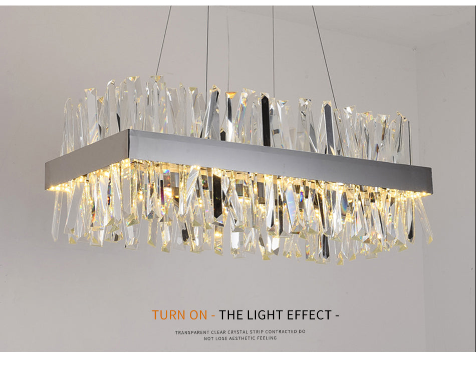 Modern Chandelier Clear Crystal Stainless Steel Hanging Lights