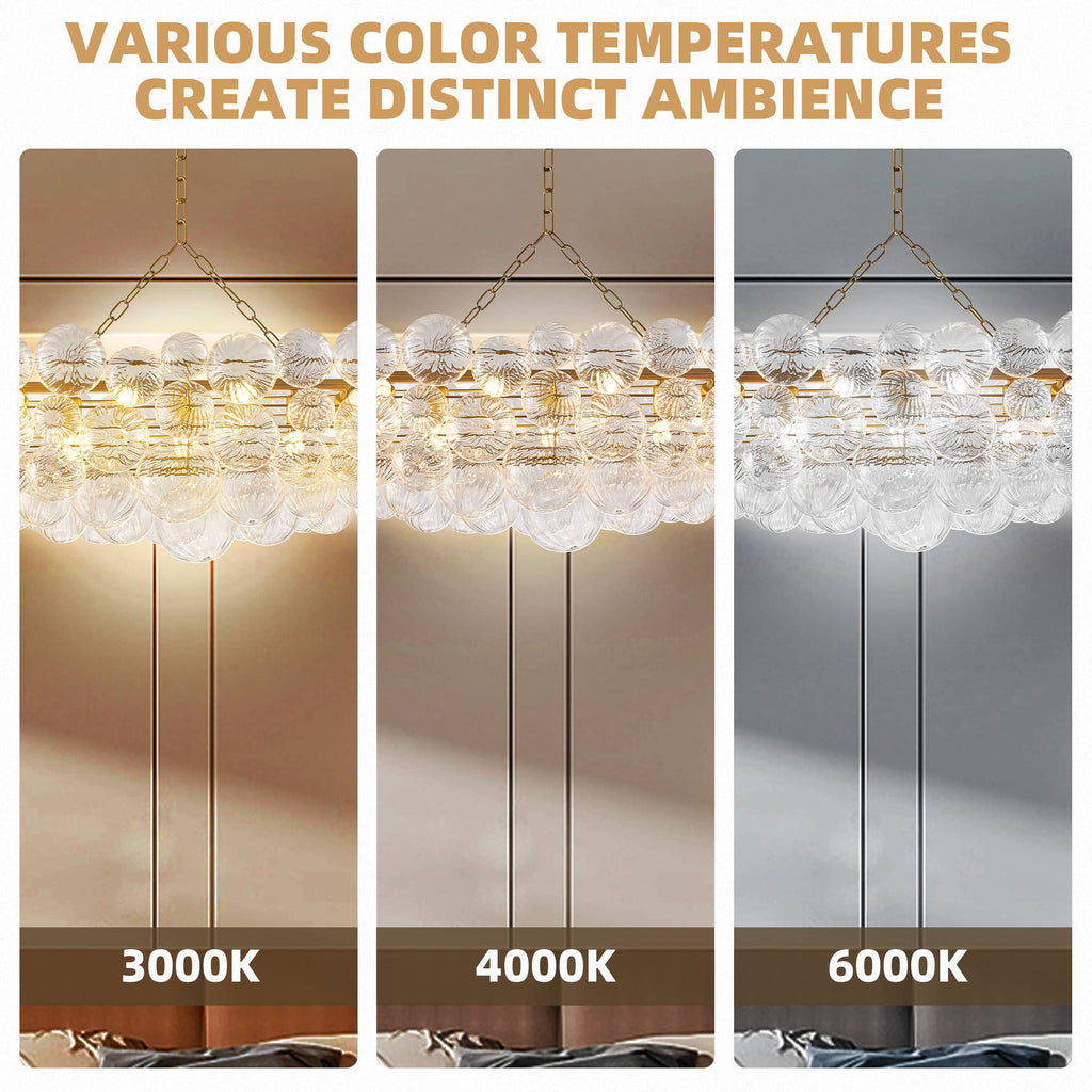 Talia Style Bubbled Clear Ball Swirled Textrue Glass Chandelier