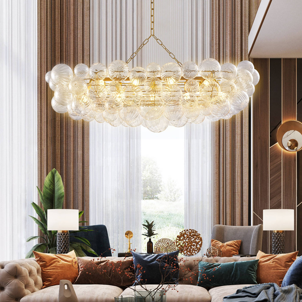 Talia Style Bubbled Clear Ball Swirled Textrue Glass Chandelier