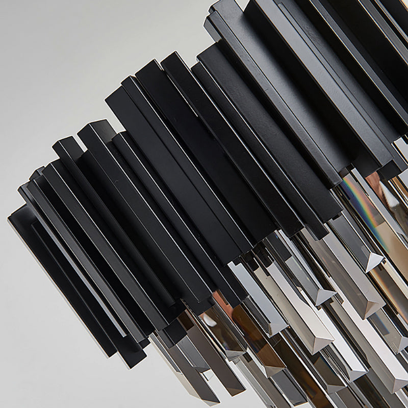 Modern Table Lamp Black Matte Steel Crystal Pendants