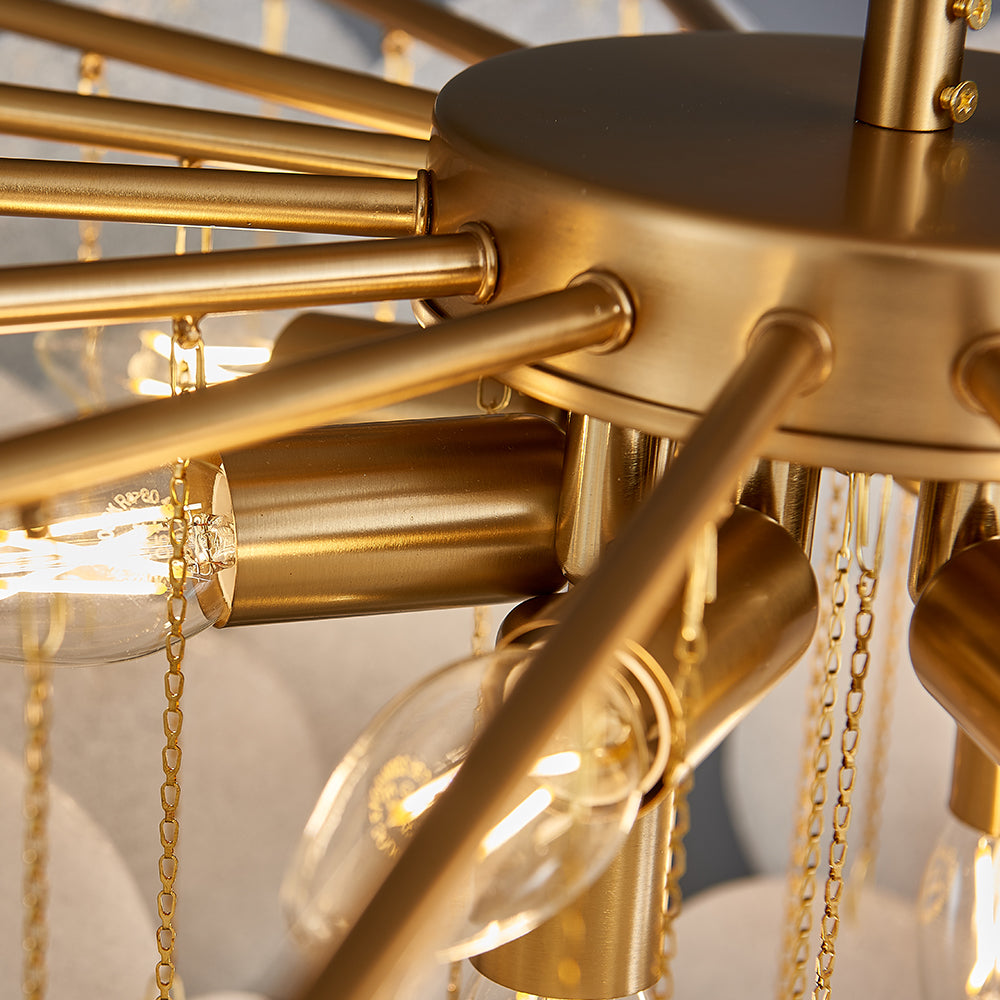 Modern Chandelier Iron Frame Glass Medallions Hanging Lights